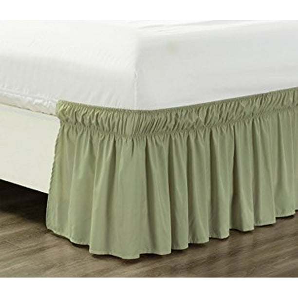 Sage Green, Twin-Full Elastic Bed Skirt 14 Drop Easy On/Easy Off Dust Ruffled Solid New 
